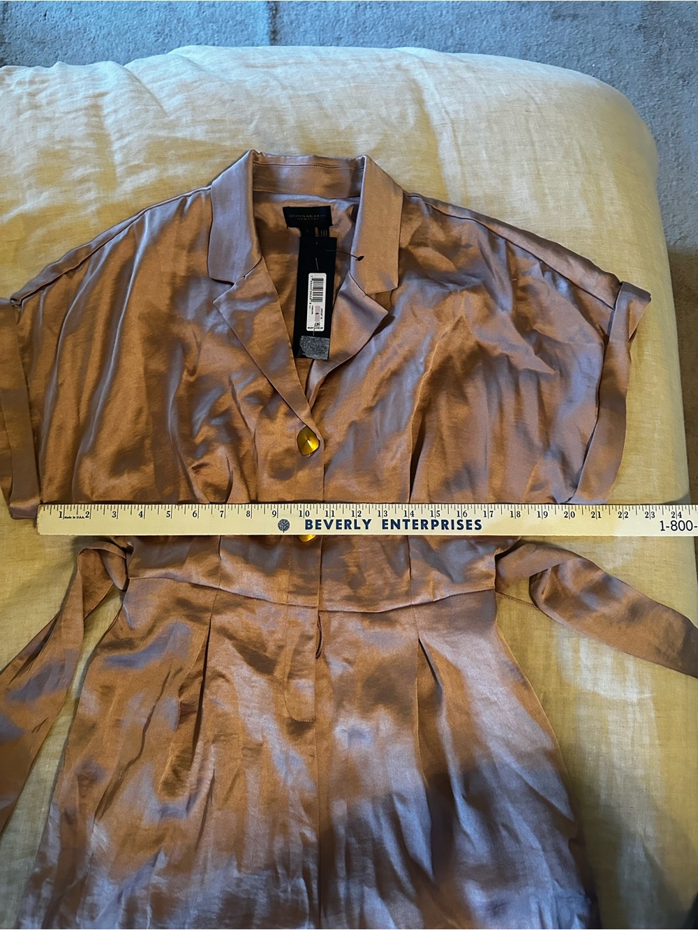 Donna Karan Blush Pink Satin Jumpsuit - Picture 6 of 10